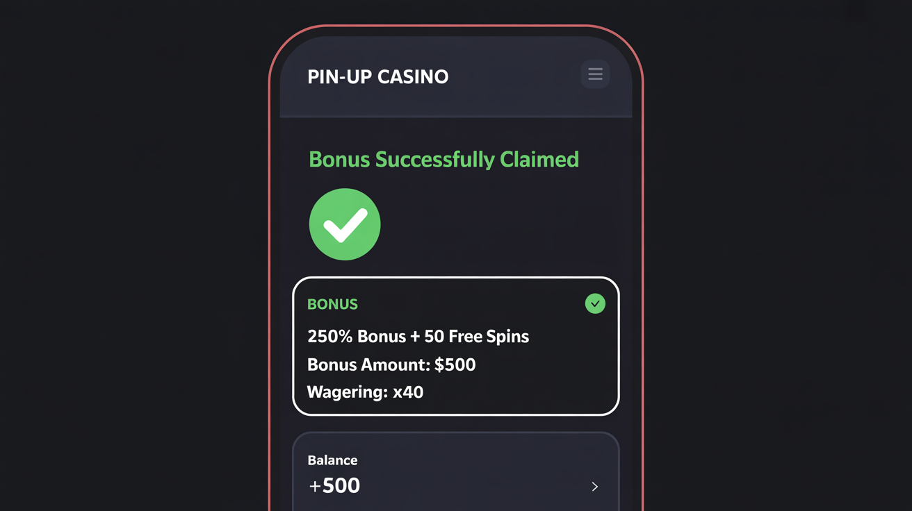 Pin-Up Casino Bonus Claim Process - 120% Welcome Bonus up to $5,300 + 250 Free Spins